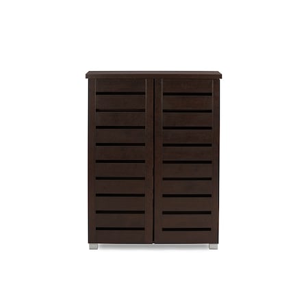 Baxton Studio Adalwin 2-Door Dark Brown Wooden Entryway Shoes Storage Cabinet 118-6516